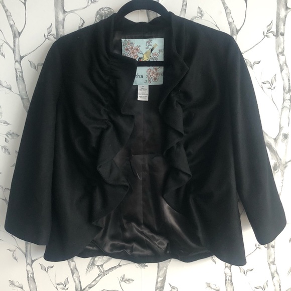 Anthropologie Tabitha Short Sweet Black Blazer 10